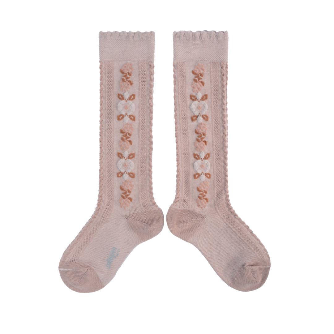 Chaussettes Dalia à motifs - vieux rose