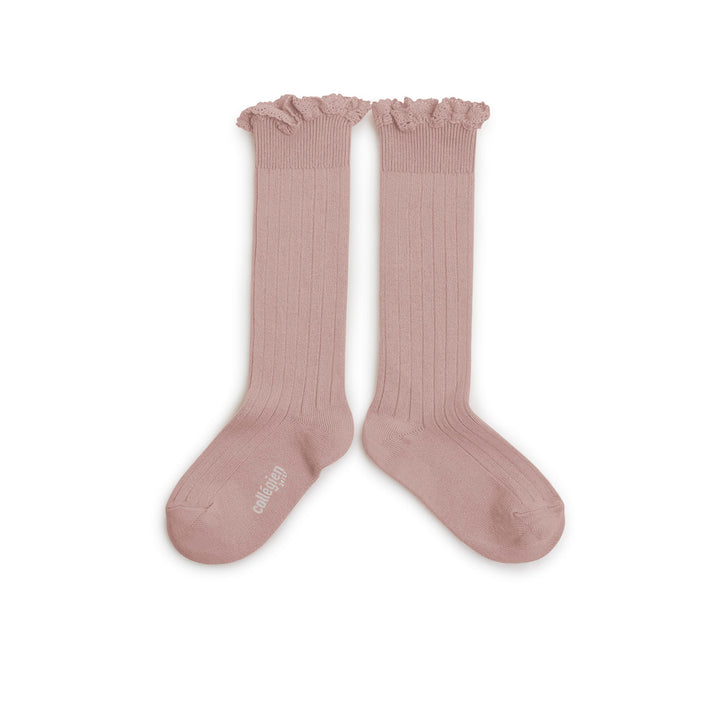Chaussettes hautes Joséphine vieux rose | Collégien