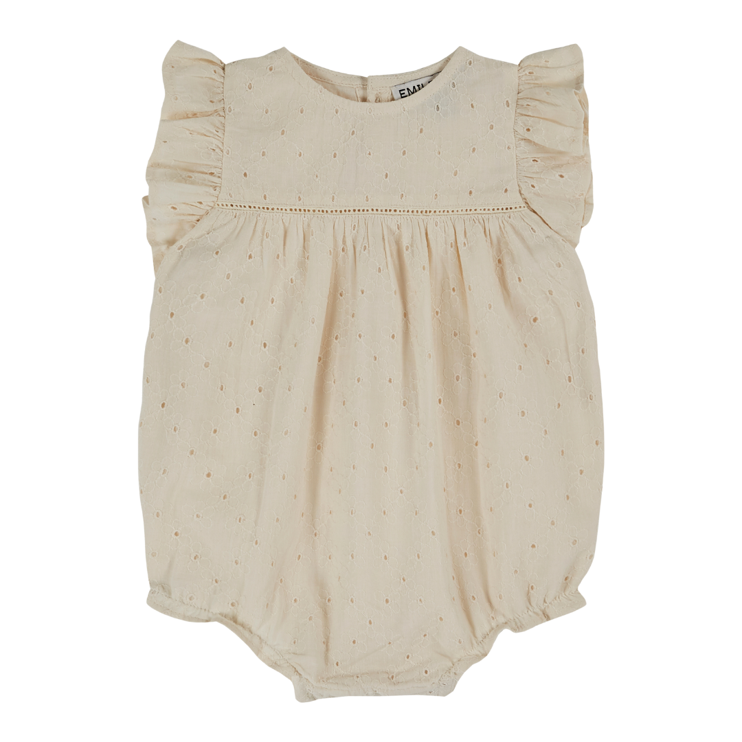 Barboteuse bébé à broderies anglaises | Emile et Ida