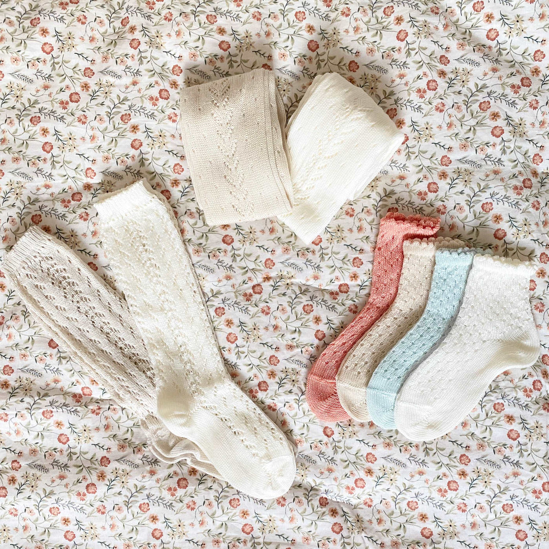 Chaussettes basses ajourées vert pastel