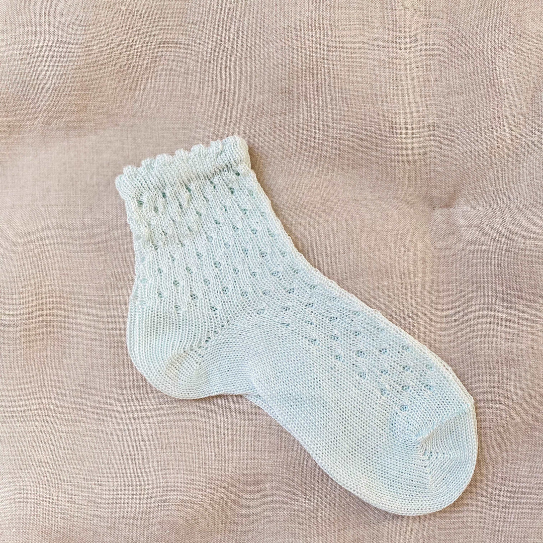 Chaussettes basses ajourées vert pastel