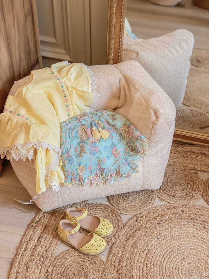 柠檬黄花芭蕾舞鞋