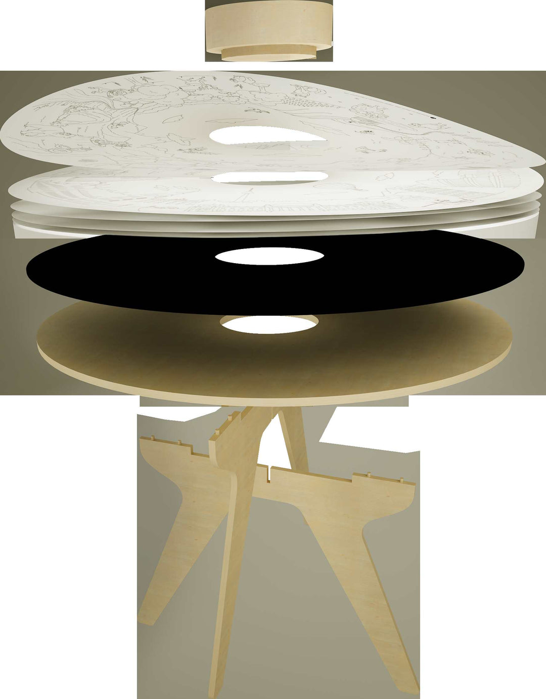 Drawin'table, table de jeux en bois, Drawin kid's, Rose et Balthazar, tabouret en bois, pot à crayon, feuille tableau noir, feuille tableau blanc, feuilles de dessin thématique