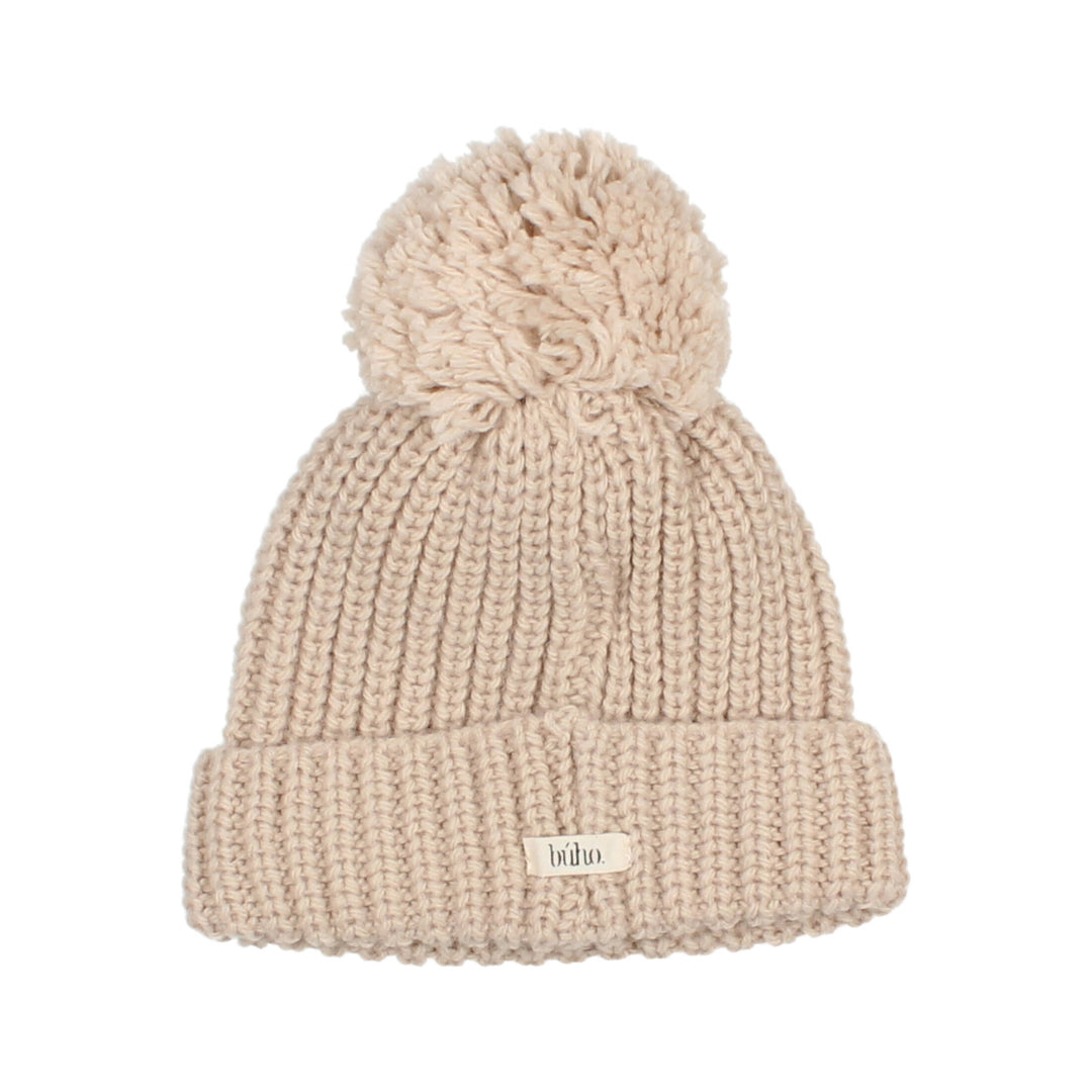 Bonnet en maille beige de chez Buho