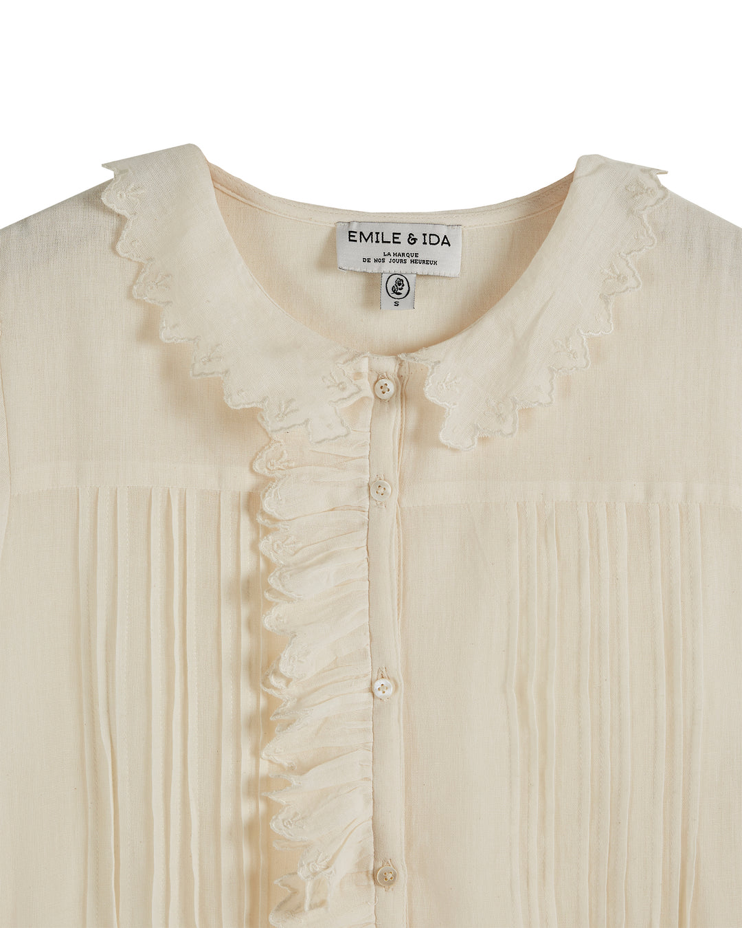 Blouse femme col brodé crème | Emile et Ida