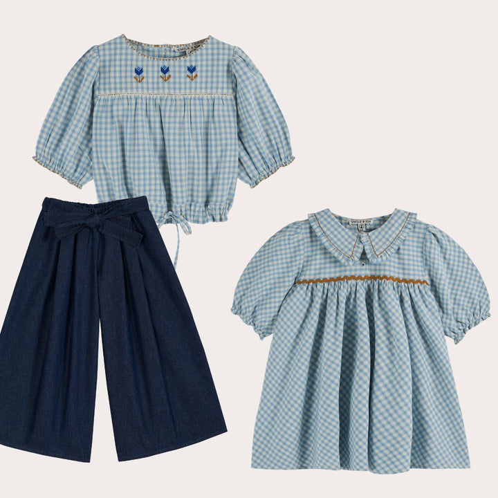 Robe fille vichy bleu | Emile et Ida