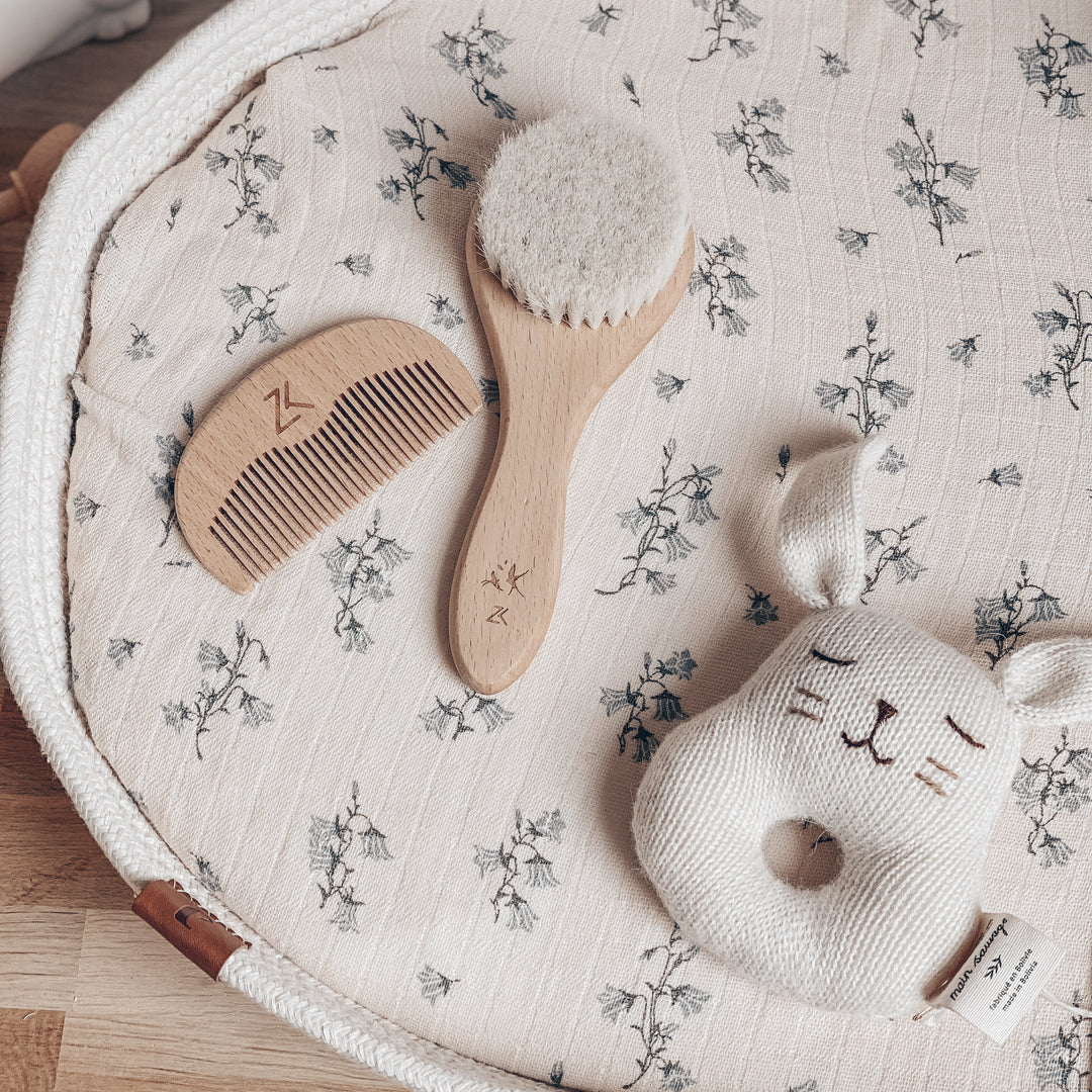 Set brosse bébé et miroir lapin Amande - Le petit Souk
