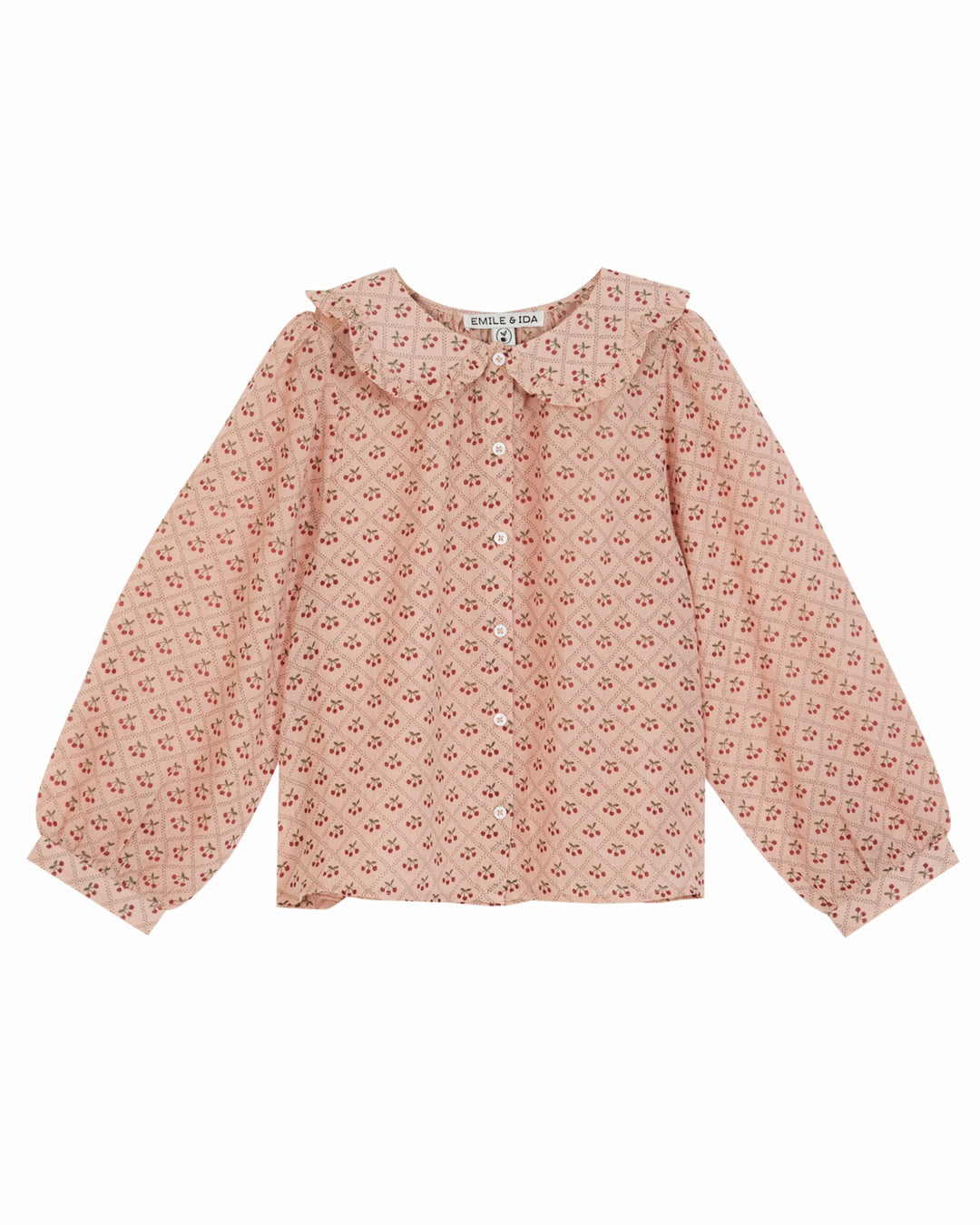 Blouse bébé à col imprimé cerises de Emile et Ida