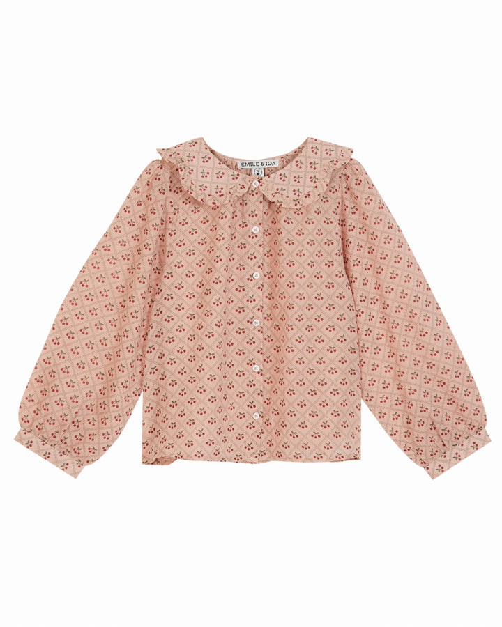 Blouse bébé à col imprimé cerises de Emile et Ida