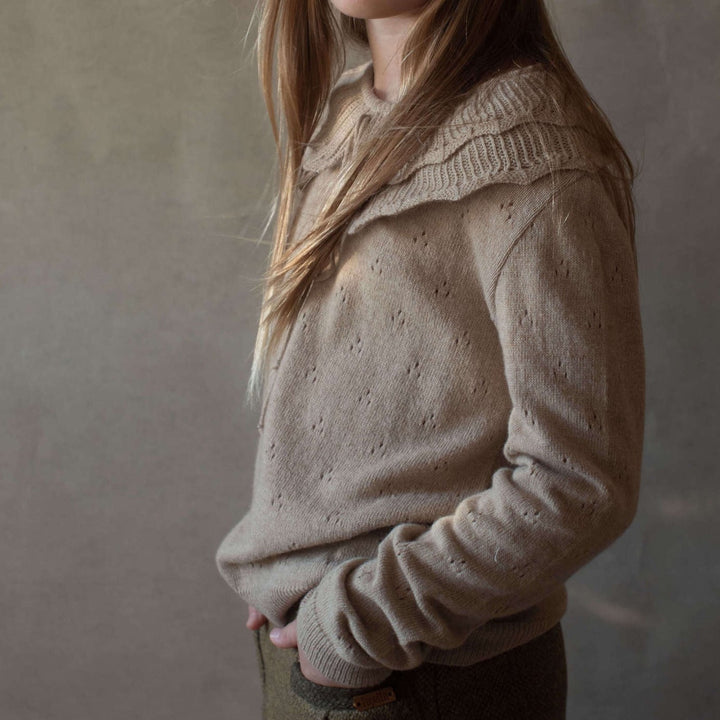 Pull fille en laine beige