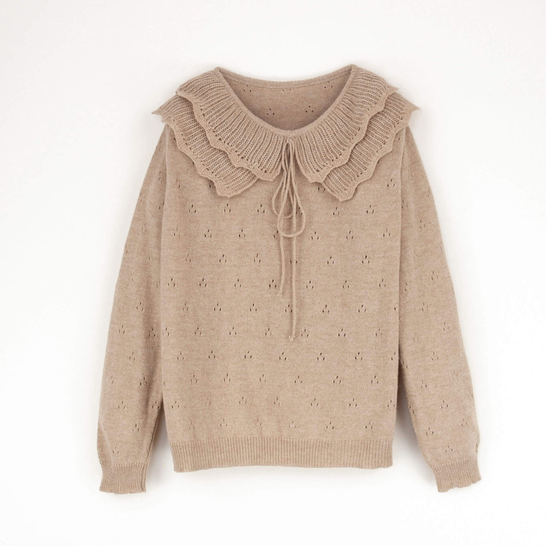 Pull fille en laine beige