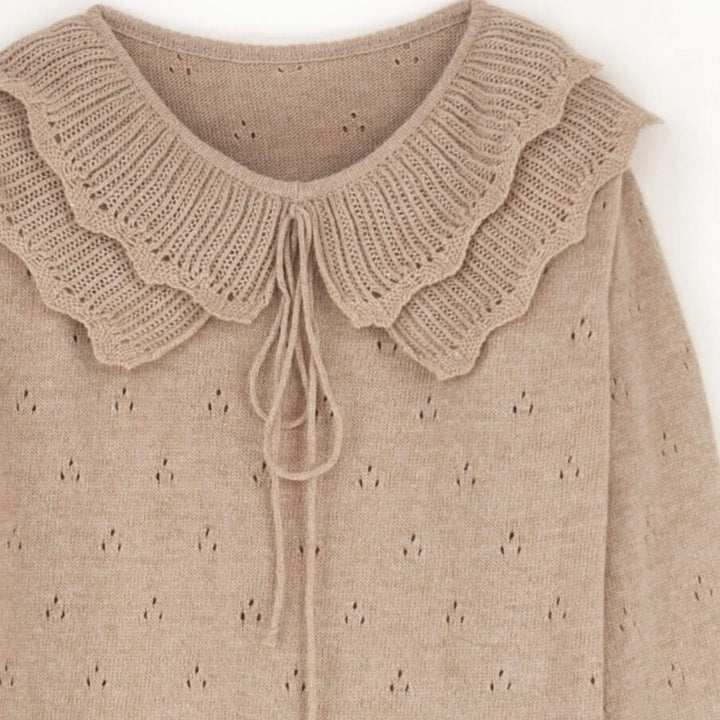 Pull fille en laine beige