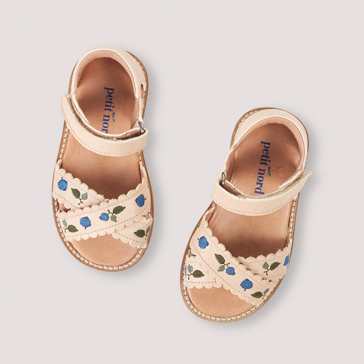 Cream blueberry embroidered sandals - Uniqua