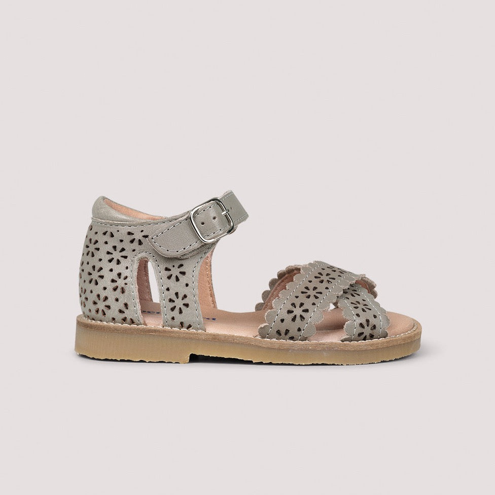 Sandales flowers gris/vert