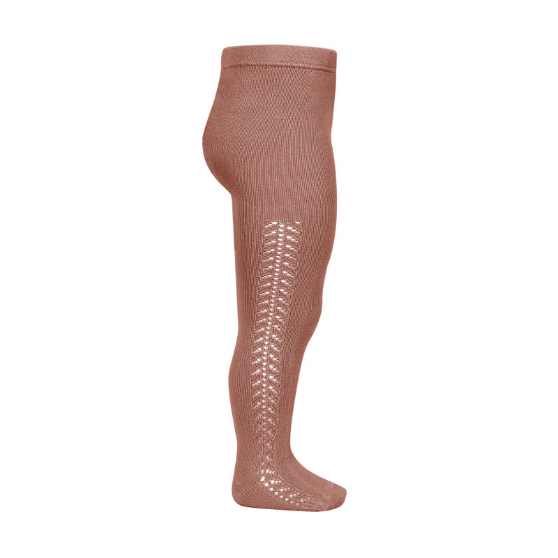 Warm terracotta openwork tights