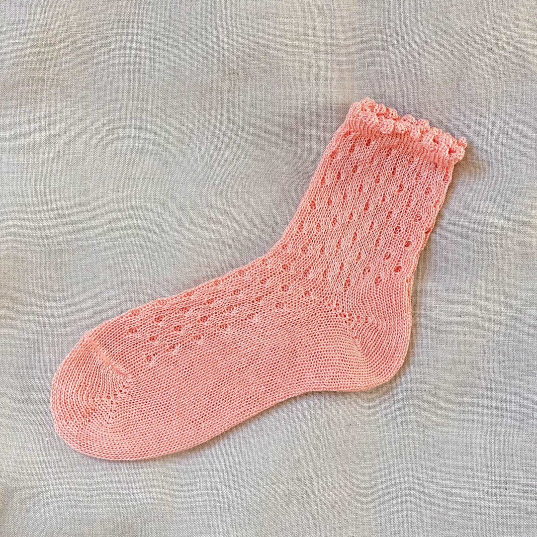 Chaussettes basses ajourées pivoine