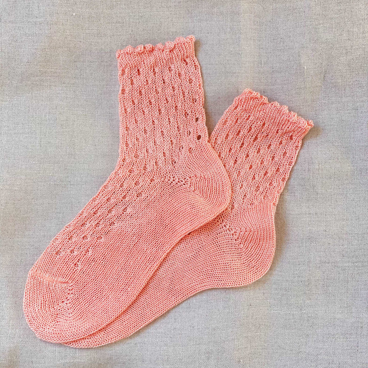 Chaussettes basses ajourées pivoine