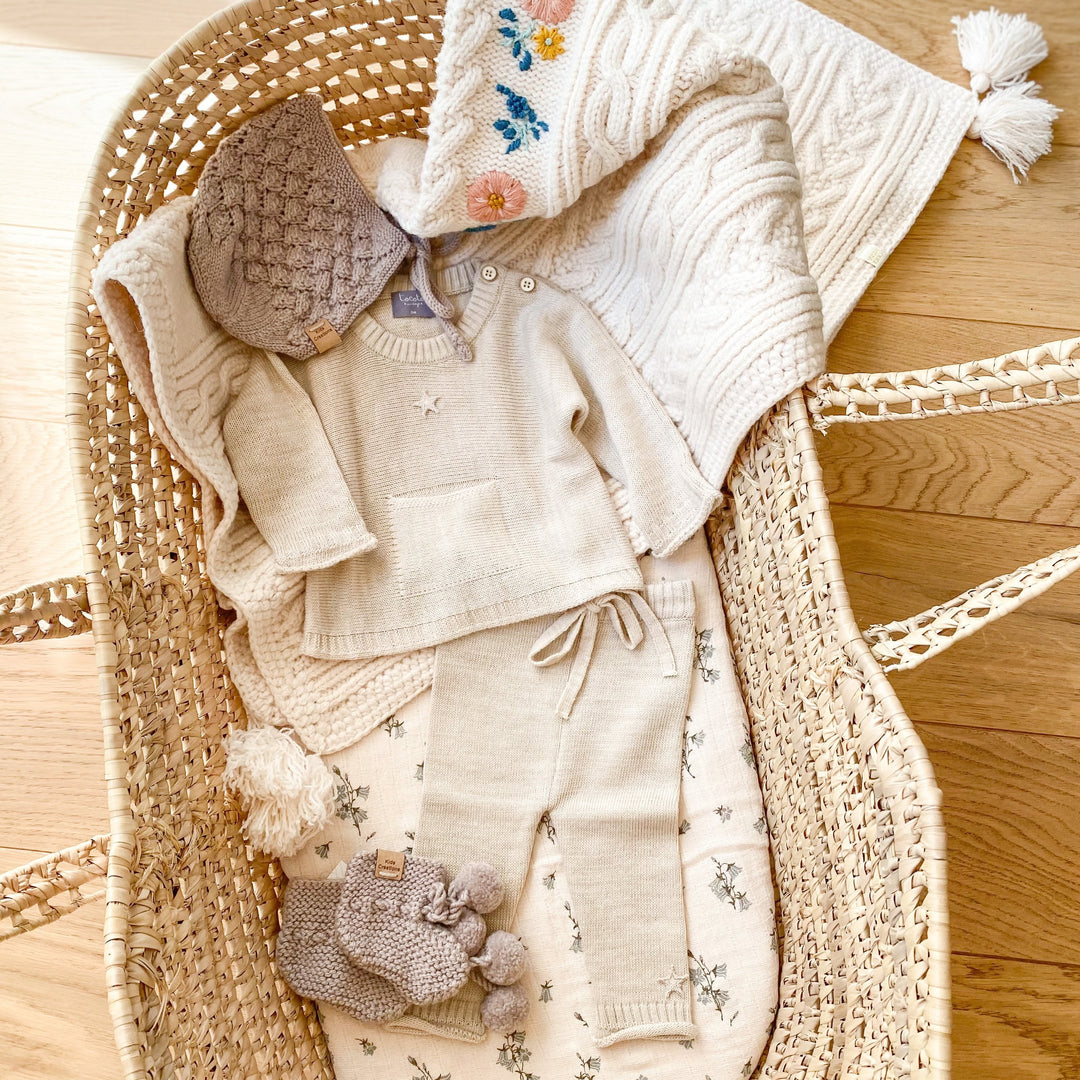 Emile et Ida - Sous-Pull Coton et Laine Rayé - Beige