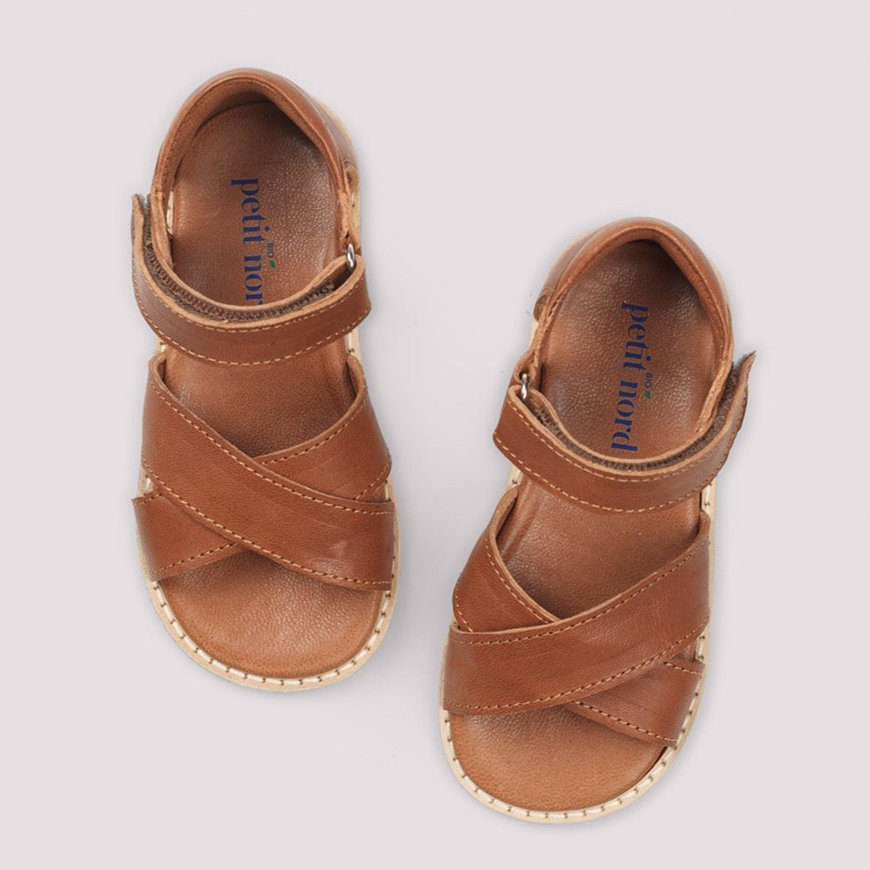 Sandales croisées camel